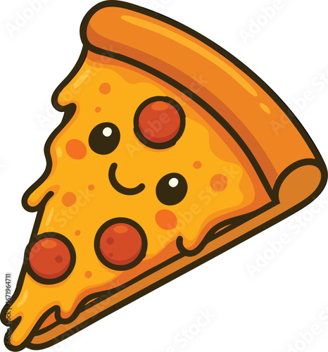 Cute pepperoni pizza slice