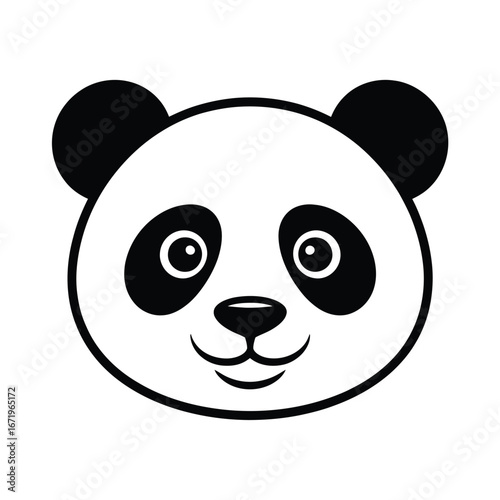 Simple black and white panda head illustration vector graphic scalable eps icon design white background