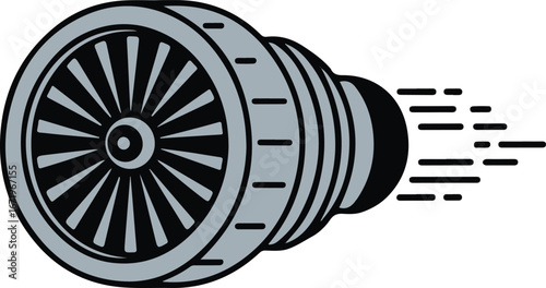 Stylized Jet Engine Turbine with Motion Streaks