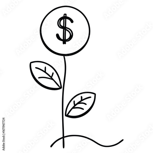 Dollar coin plant growing concept