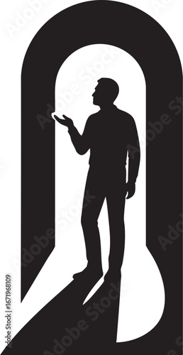 Silhouette entering doorway