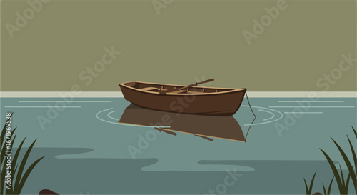 Boat Floating Still on a Pond