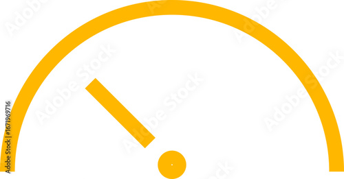 Orange semicircle gauge with left needle icon