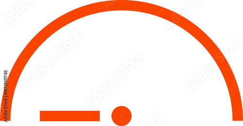 Red gauge icon showing minimal level warning