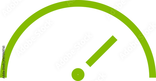Green performance gauge icon with pointer up