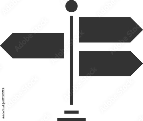 Direction signpost icon with three arrows