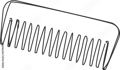 Hair comb minimal outline drawing