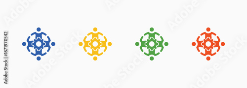 Teamwork Icon Set Color Multiple Style Collection
