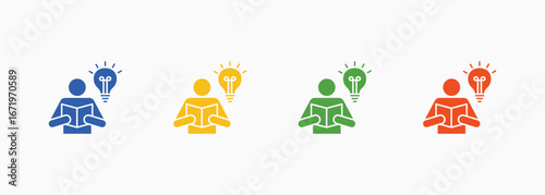Learning Icon Set Color Multiple Style Collection