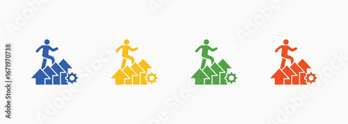 Upskilling Icon Set Color Multiple Style Collection