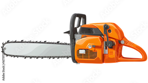 Chainsaw isolated on white. Gasoline handle chainsaw maintenance