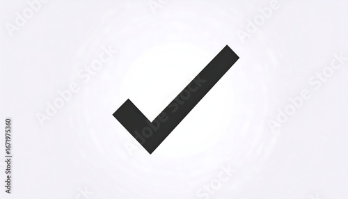 Simple black checkmark on a light gray background with a subtle circular pattern