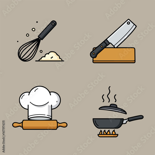 Cooking Tools Prepare Food in the Kitchen Studio Illustration