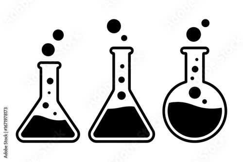 Laboratory glassware silhouette for scientific experimentation and chemical reactions