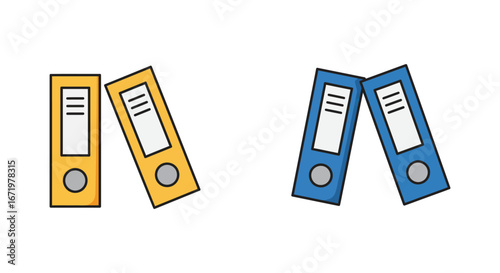 Colorful illustration of four binder folders in two pairs