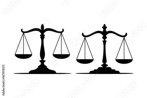 silhouette of justice scales represent fairness and balance, concept of law  