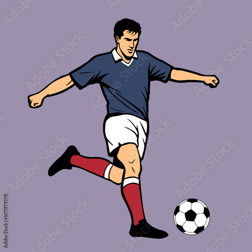 French National Team Soccer Player in Classic Style