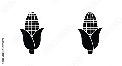 Black and white illustration of two ears of corn side by side