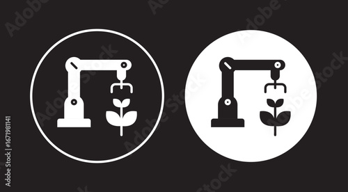 Robotic arm automation agriculture technology farming efficiency. Robotic arm automates plant care agriculture symbolizing innovation efficiency
