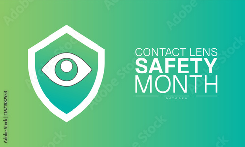 Contact Lens Safety Month October Awareness Poster Design Template Featuring Eye Care Icons Vision Health Elements and Optometry Concept for Medical Campaign and Healthcare Banner for web browser
