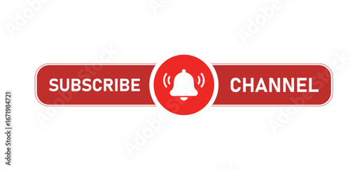 Vector art of youtube subscribe channel button with notification bell