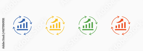 Continuous Improvement Icon Set Color Multiple Style Collection