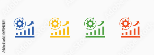 Process Improvement Icon Set Color Multiple Style Collection