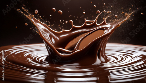 dark chocolate splash with slight foam textured surface dynamic motion moody lighting