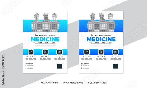 Modern Simple Clean A4 Medical Healthcare Clinic Flyer Poster design vector template 