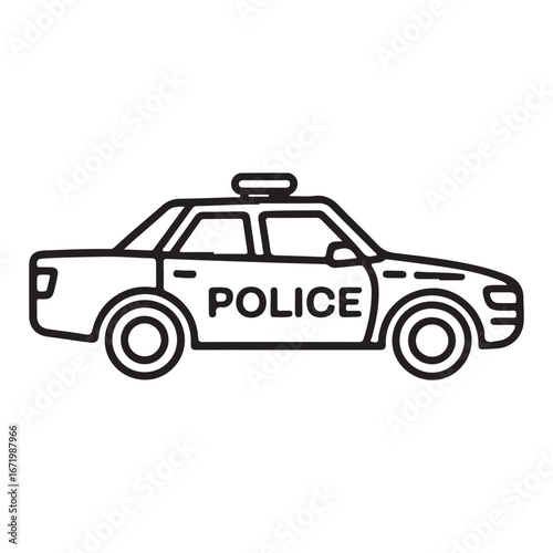 Police car icon set. Black car with siren light icon vector. Patrol car or sheriff car symbol illustration for web