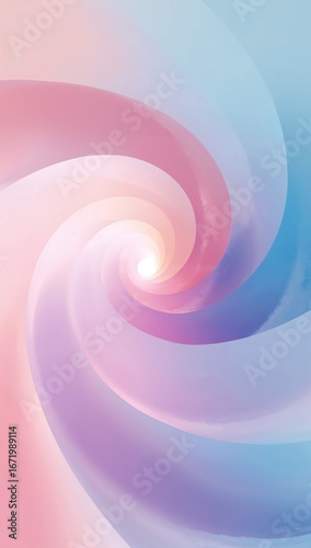 Pastel abstract spiral radiating outward forming calming curves in watercolor tones fading into infinite background
