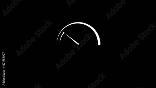 Digital speed meter cyan color circle 4k illustration. Black background UHD 4k illustration.