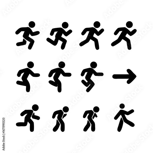 Crawl Walk Run Fly pictogram icon set. Clipart image isolated on white background
