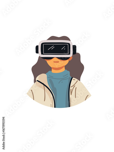 vector illustration teen exploring virtual world