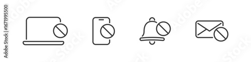 Digital detox vector outline icon set