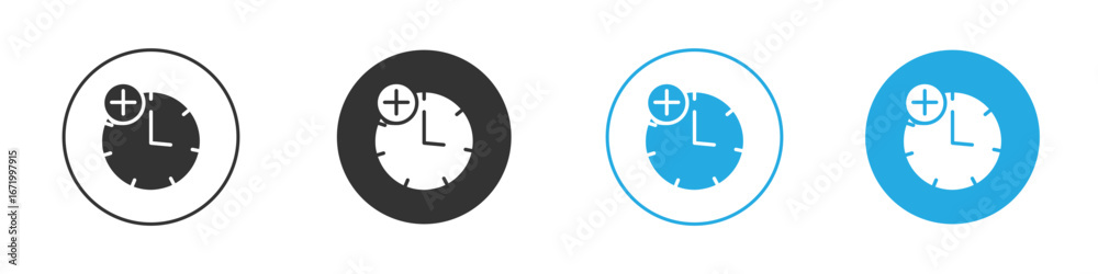 Extra hours icon vector style flat trendy collection. Extra hours icon vector style flat trendy collection.