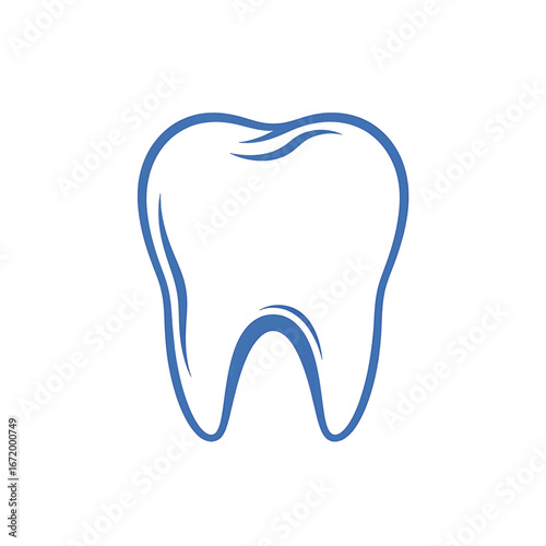 Blue and white dental tooth illustration for oral hygiene and healthcare.