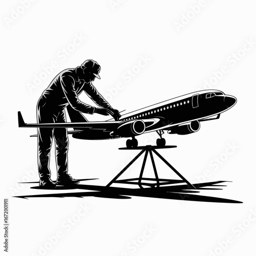 Aircraft Model Builder Working on Airplane Design