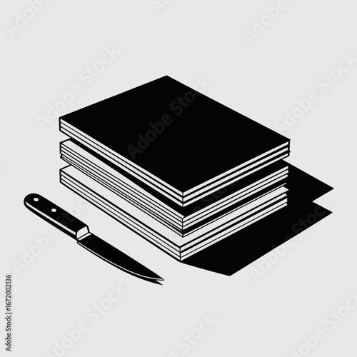 Black Books and Knife Illustration