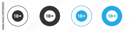 18 Plus icon vector style flat trendy collection.