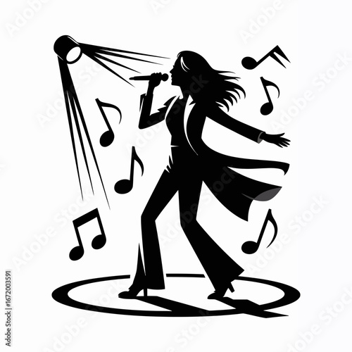 Dynamic Singer Performing on Stage with Spotlight