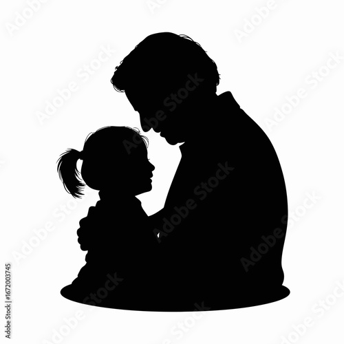 Father and Child Silhouette Embrace, Love, Bonding