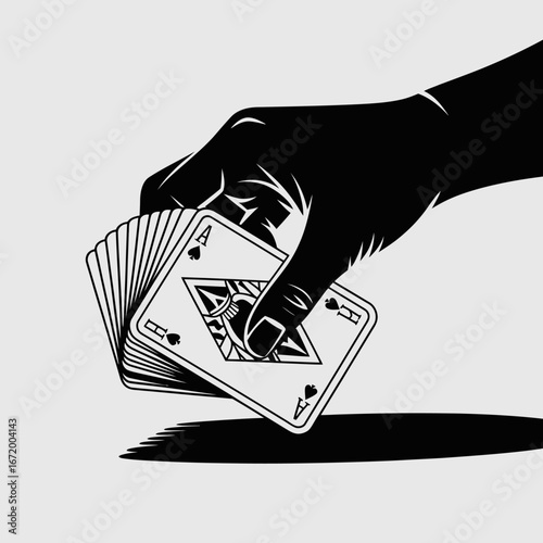 Hand Holding Playing Cards Illustration