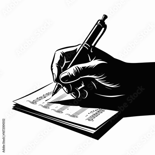 Hand Writing Music Notes on Sheet