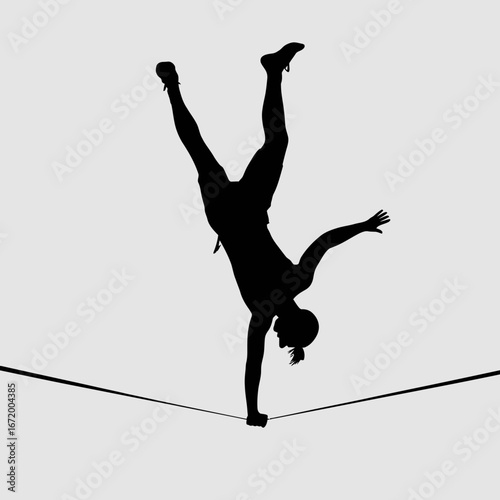 Handstand on Tightrope Aerial Balance Challenge