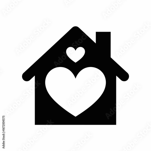 House with Heart Icon for Love and Home Concept