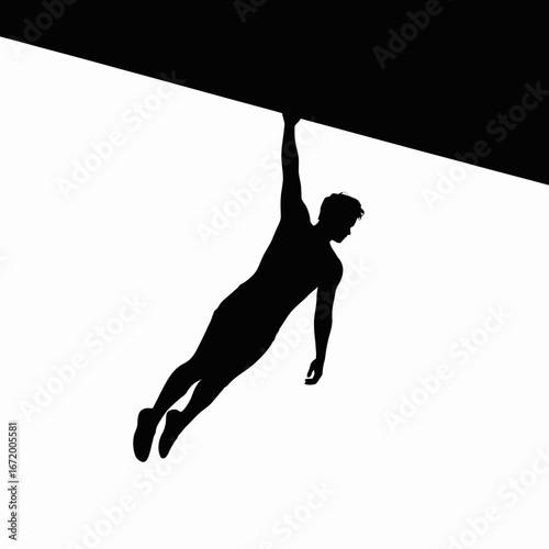 Silhouette of a Person Hanging from a Structure