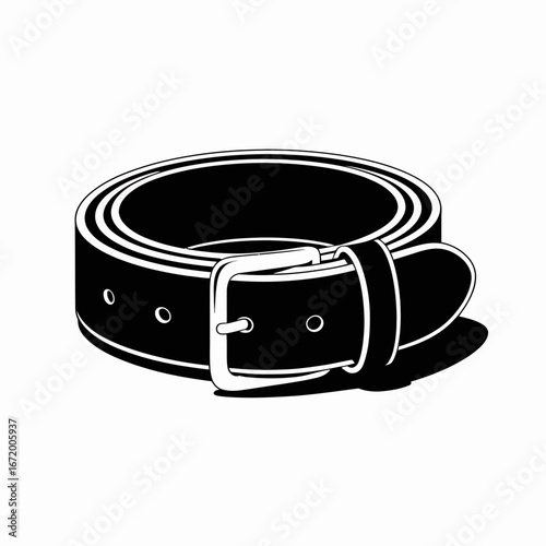 Stylish Black Leather Belt Illustration