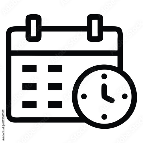 Modern icon symbolizing time management and scheduling with calendar and clock elements