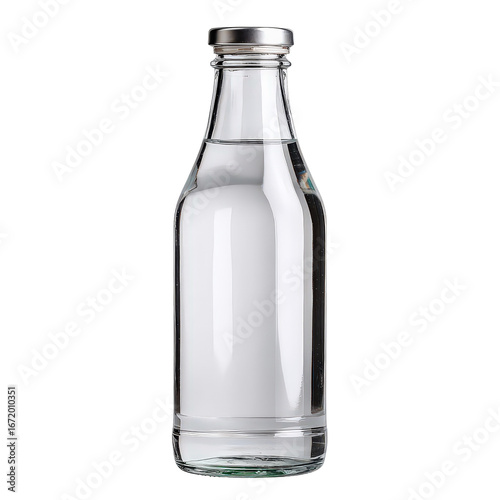 Wallpaper Mural Clear Glass Bottle with Silver Cap Filled with Pure Water on a White Background Torontodigital.ca